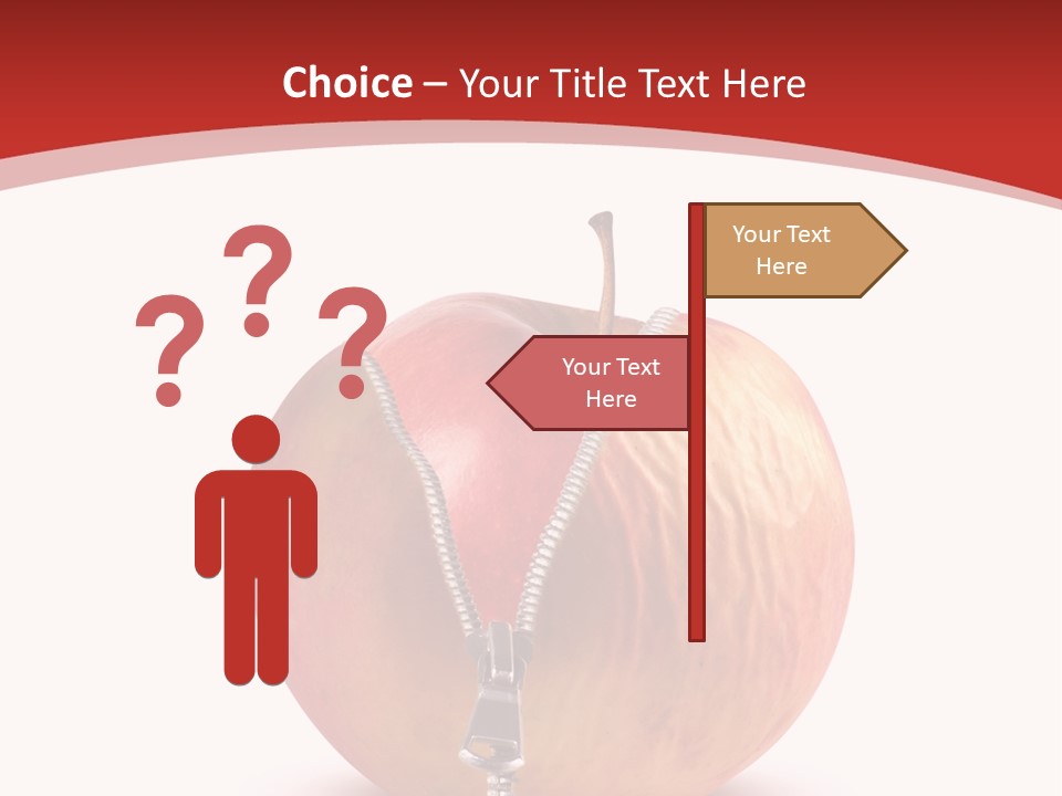 A Red Apple With A Zipper On It PowerPoint Template