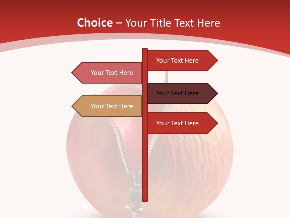 A Red Apple With A Zipper On It PowerPoint Template