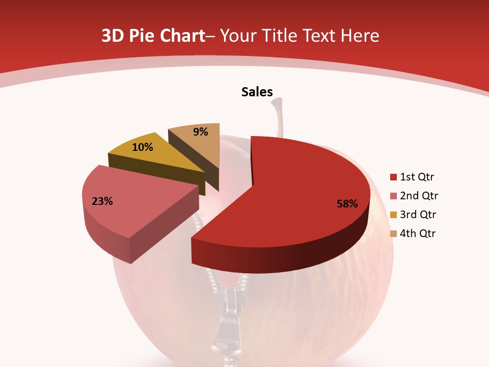 A Red Apple With A Zipper On It PowerPoint Template
