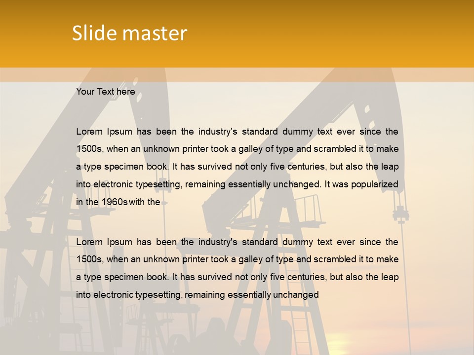 Two Oil Pumps At Sunset Powerpoint Template PowerPoint Template