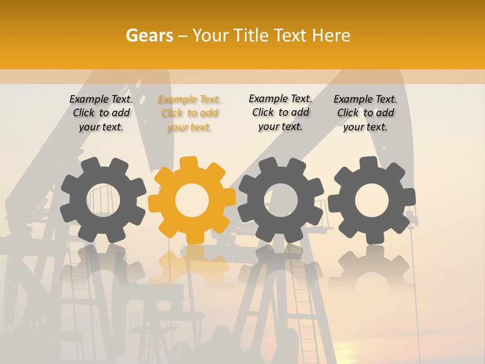 Two Oil Pumps At Sunset Powerpoint Template PowerPoint Template