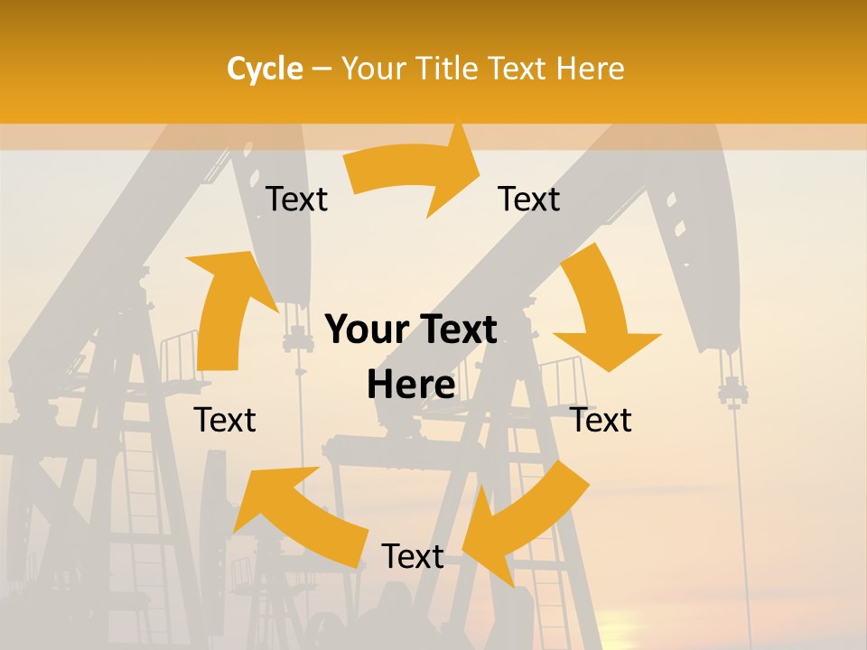 Two Oil Pumps At Sunset Powerpoint Template PowerPoint Template
