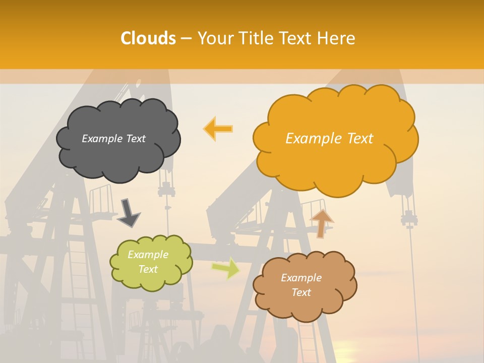Two Oil Pumps At Sunset Powerpoint Template PowerPoint Template