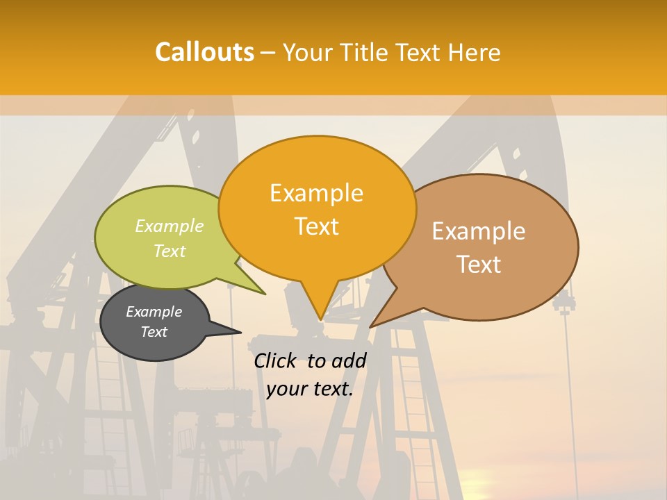 Two Oil Pumps At Sunset Powerpoint Template PowerPoint Template