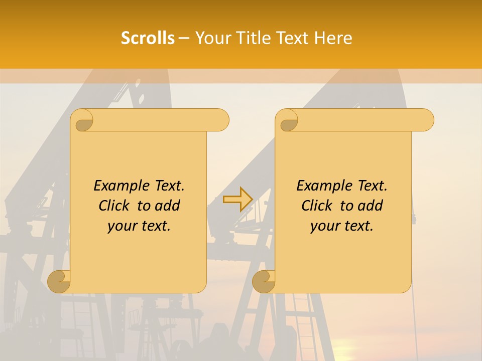 Two Oil Pumps At Sunset Powerpoint Template PowerPoint Template