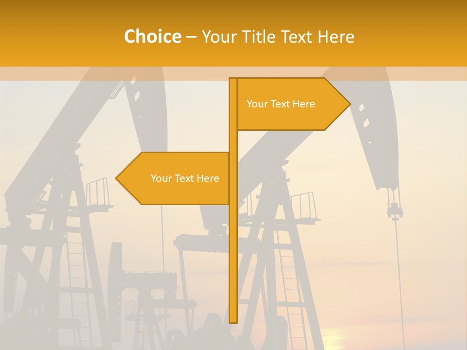 Two Oil Pumps At Sunset Powerpoint Template PowerPoint Template