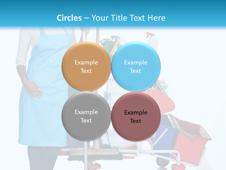 A Woman With A Cleaning Cart And Cleaning Supplies PowerPoint Template