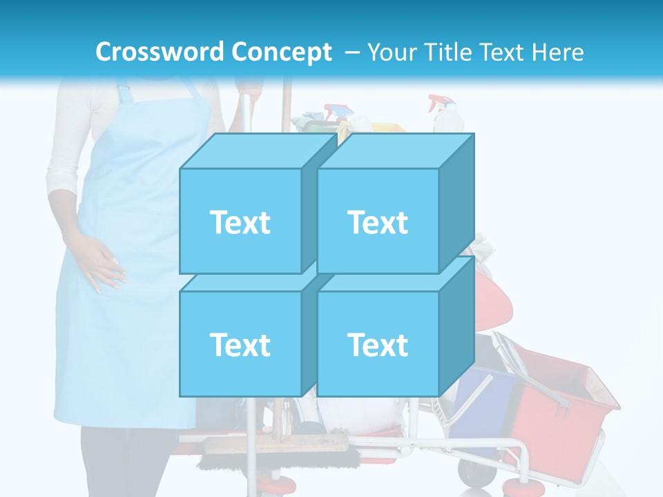 A Woman With A Cleaning Cart And Cleaning Supplies PowerPoint Template