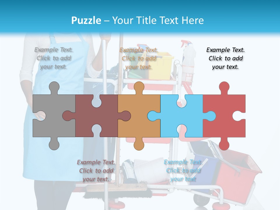 A Woman With A Cleaning Cart And Cleaning Supplies PowerPoint Template