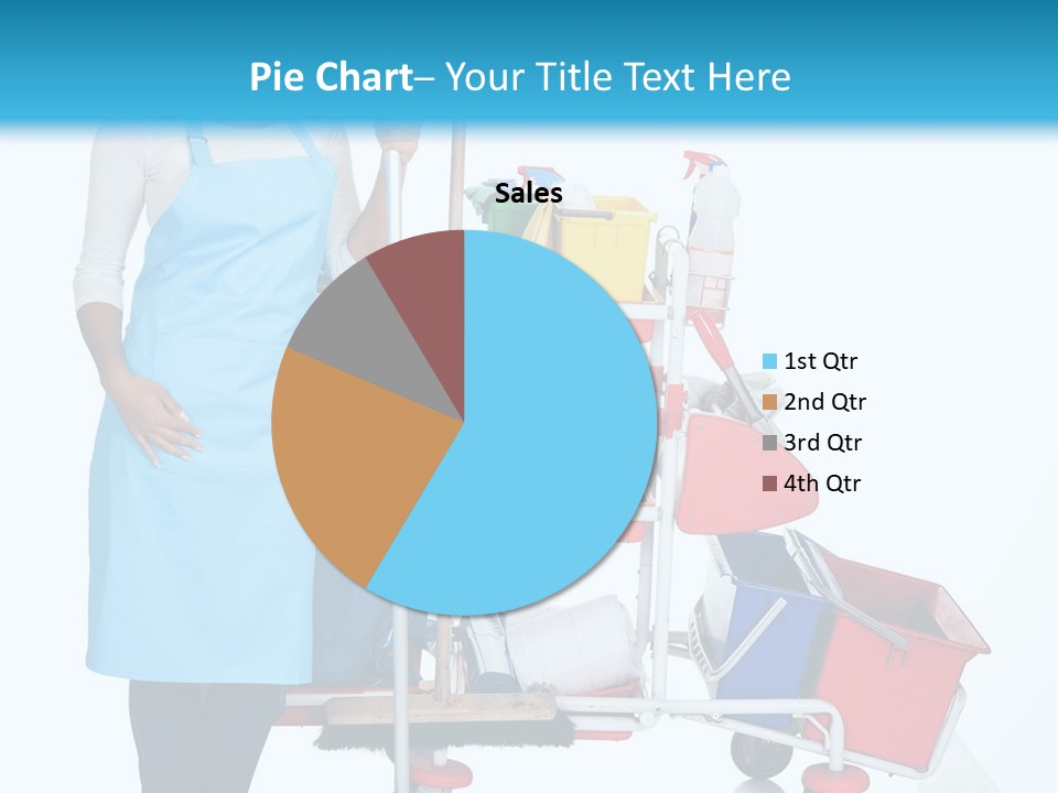 A Woman With A Cleaning Cart And Cleaning Supplies PowerPoint Template