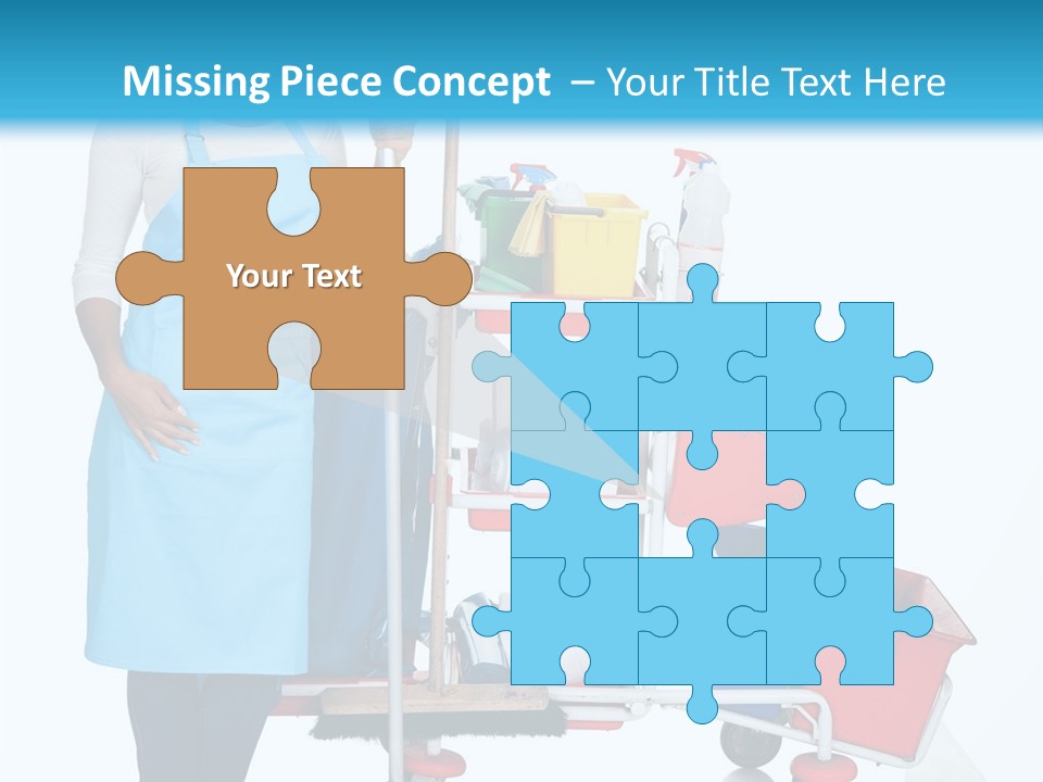 A Woman With A Cleaning Cart And Cleaning Supplies PowerPoint Template