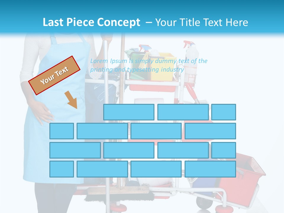 A Woman With A Cleaning Cart And Cleaning Supplies PowerPoint Template