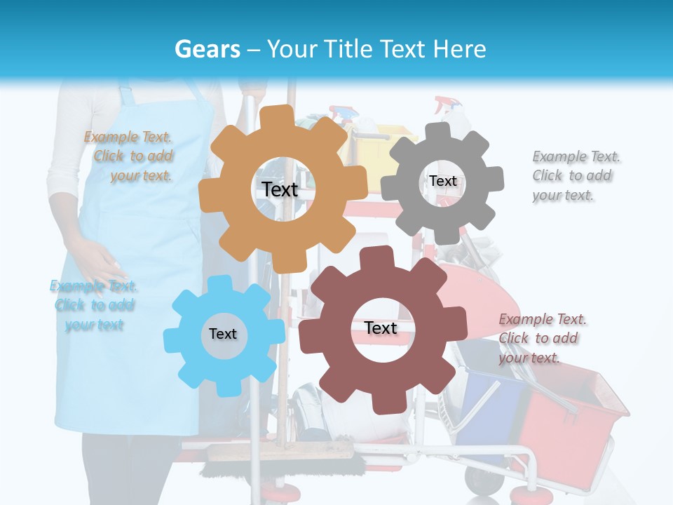 A Woman With A Cleaning Cart And Cleaning Supplies PowerPoint Template