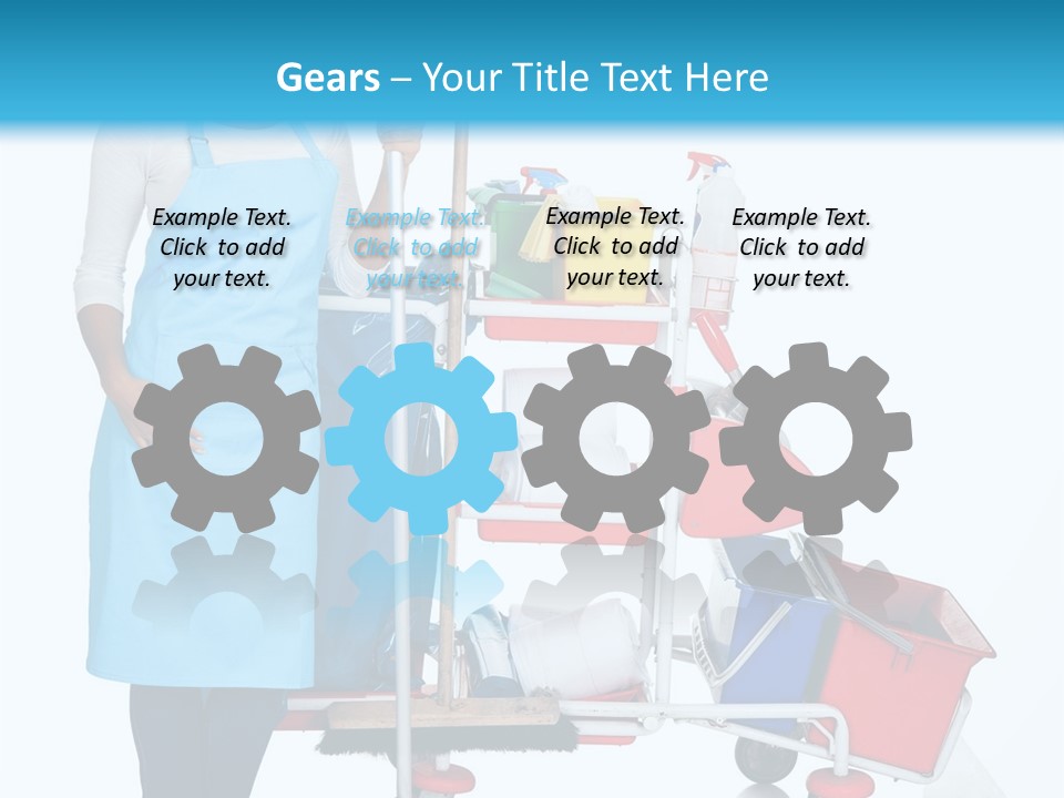 A Woman With A Cleaning Cart And Cleaning Supplies PowerPoint Template