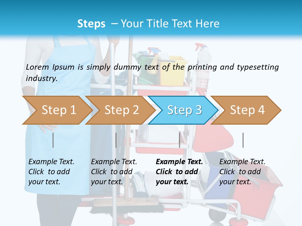 A Woman With A Cleaning Cart And Cleaning Supplies PowerPoint Template