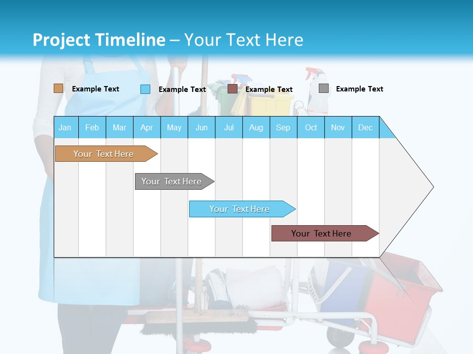 A Woman With A Cleaning Cart And Cleaning Supplies PowerPoint Template