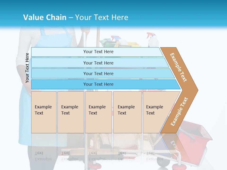 A Woman With A Cleaning Cart And Cleaning Supplies PowerPoint Template