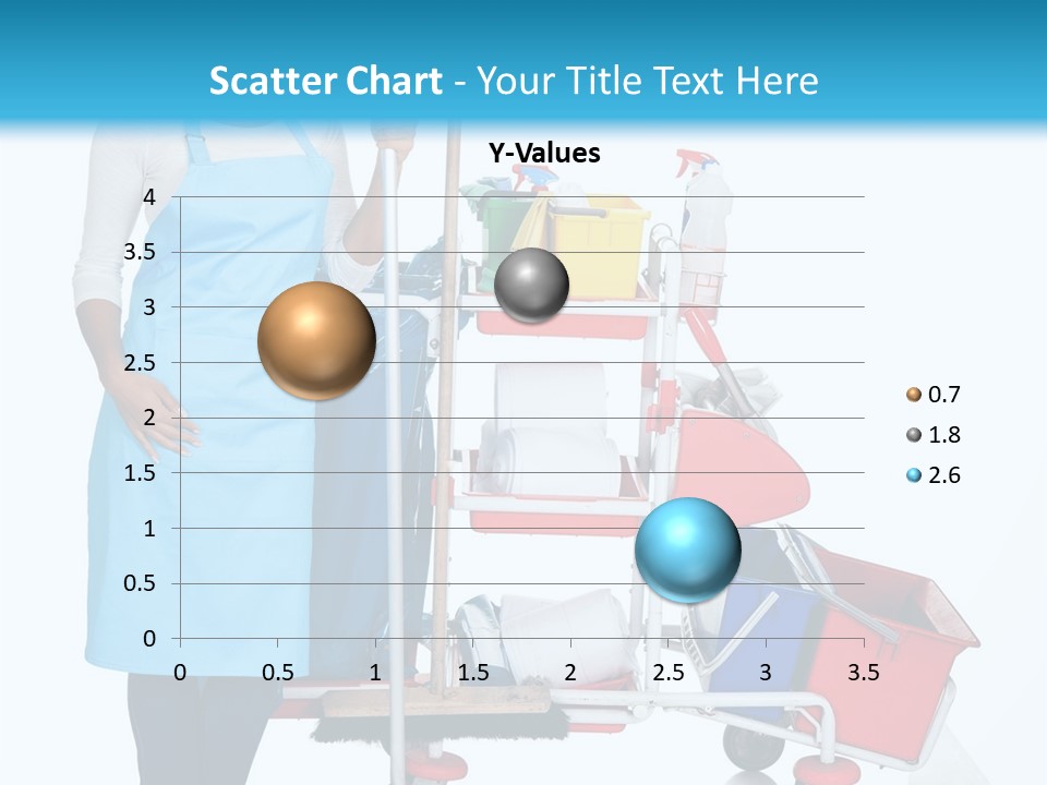 A Woman With A Cleaning Cart And Cleaning Supplies PowerPoint Template