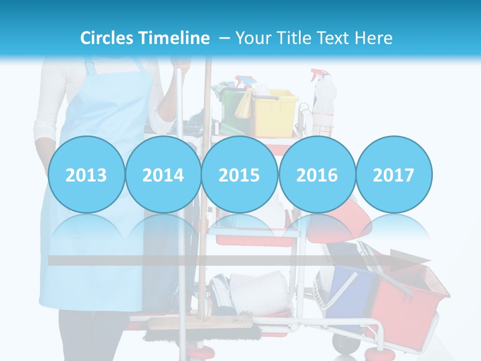 A Woman With A Cleaning Cart And Cleaning Supplies PowerPoint Template