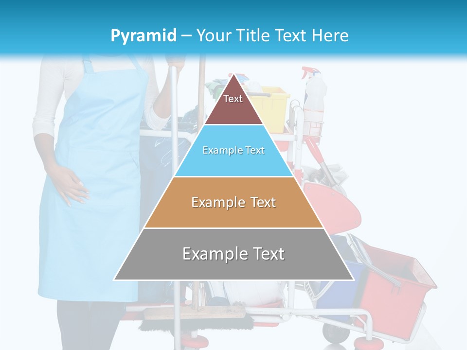 A Woman With A Cleaning Cart And Cleaning Supplies PowerPoint Template