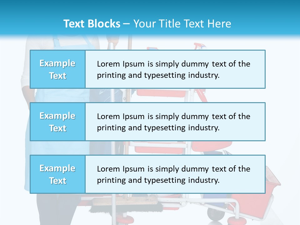 A Woman With A Cleaning Cart And Cleaning Supplies PowerPoint Template