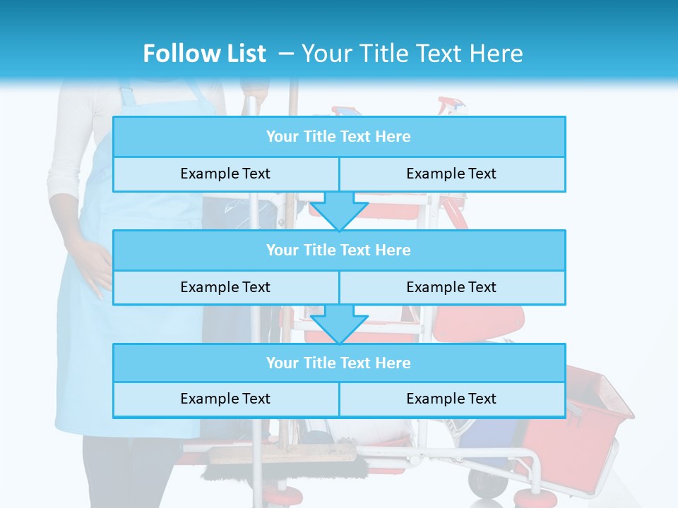 A Woman With A Cleaning Cart And Cleaning Supplies PowerPoint Template