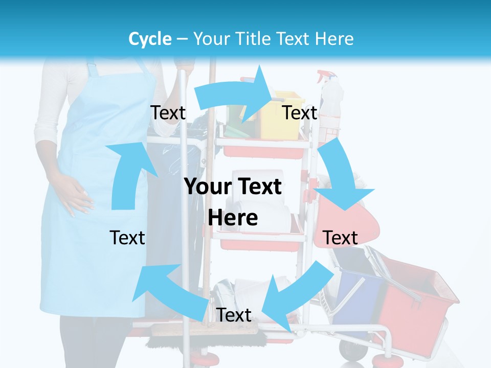 A Woman With A Cleaning Cart And Cleaning Supplies PowerPoint Template