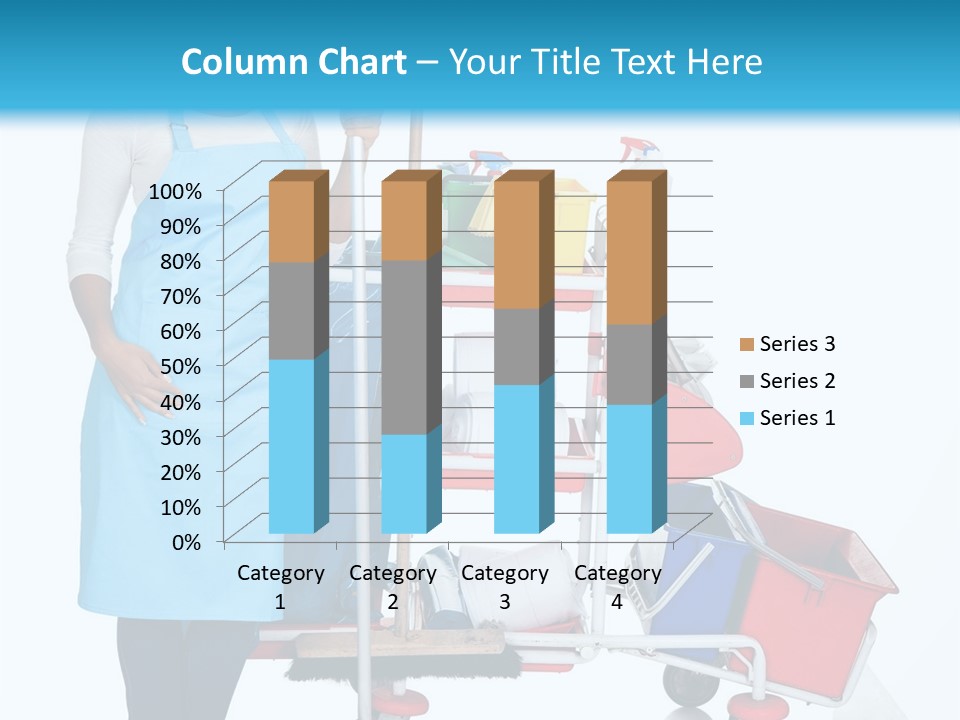 A Woman With A Cleaning Cart And Cleaning Supplies PowerPoint Template