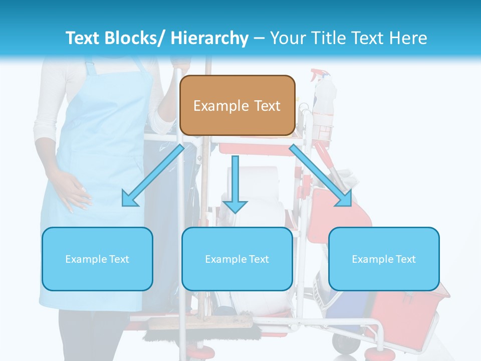 A Woman With A Cleaning Cart And Cleaning Supplies PowerPoint Template