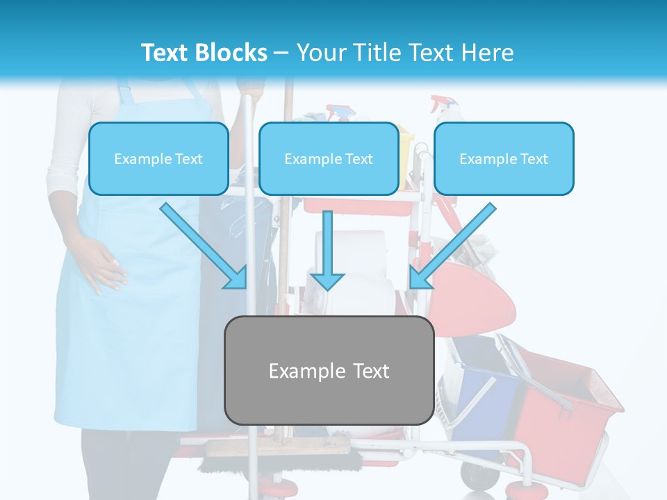 A Woman With A Cleaning Cart And Cleaning Supplies PowerPoint Template