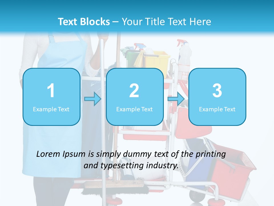 A Woman With A Cleaning Cart And Cleaning Supplies PowerPoint Template