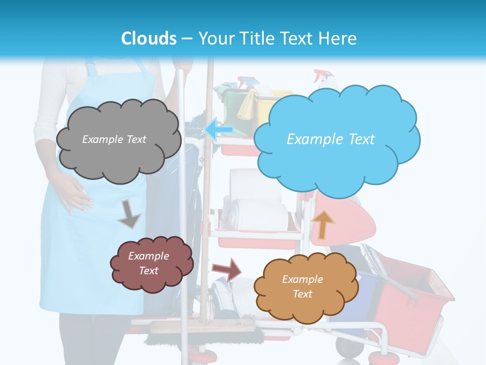 A Woman With A Cleaning Cart And Cleaning Supplies PowerPoint Template