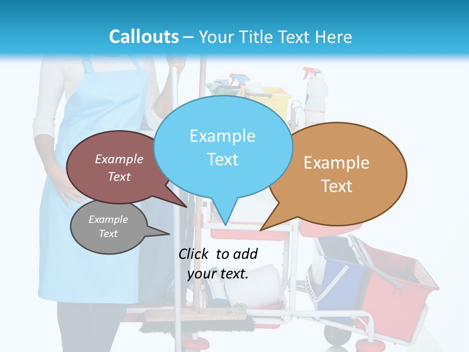 A Woman With A Cleaning Cart And Cleaning Supplies PowerPoint Template