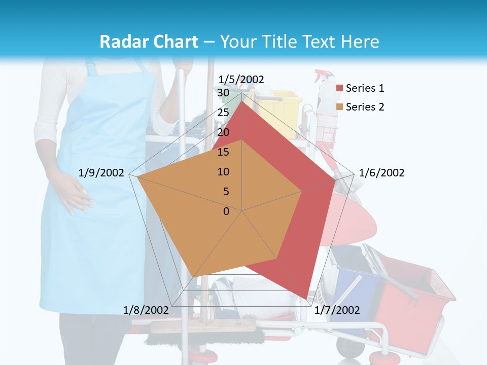 A Woman With A Cleaning Cart And Cleaning Supplies PowerPoint Template