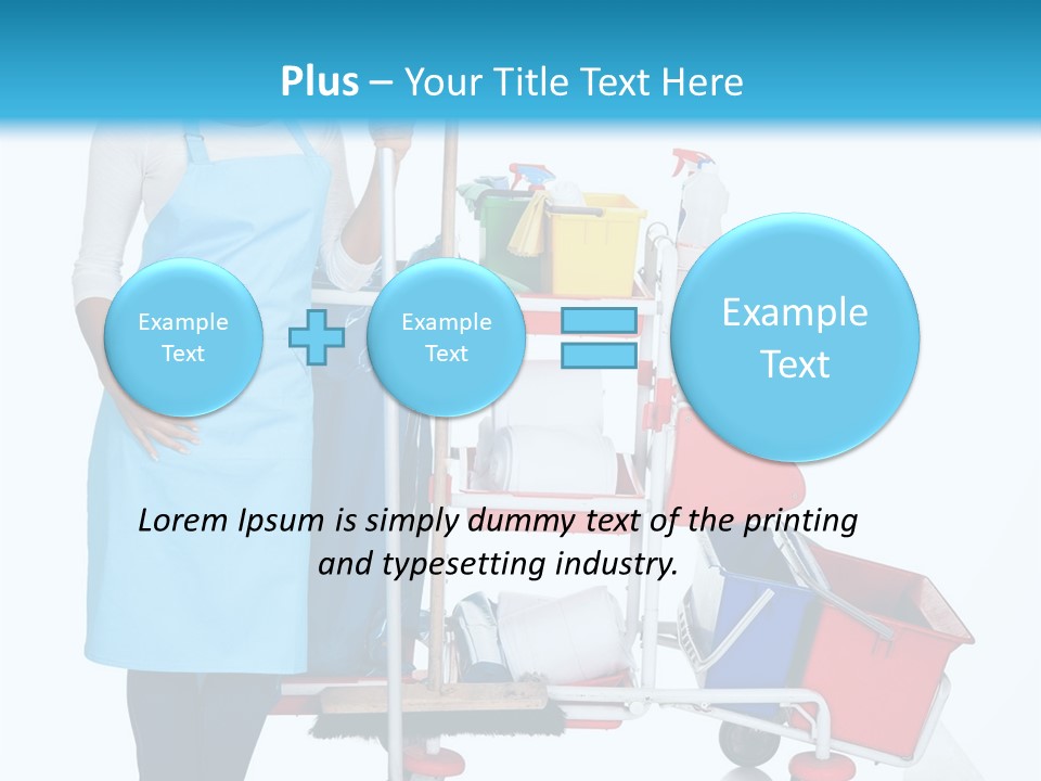 A Woman With A Cleaning Cart And Cleaning Supplies PowerPoint Template