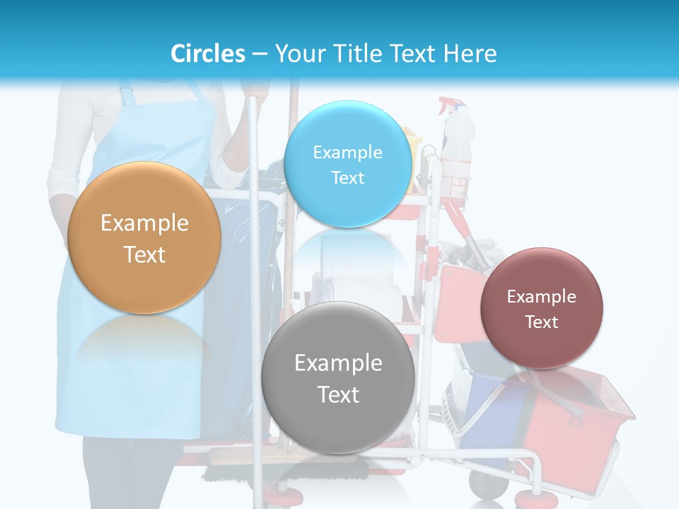 A Woman With A Cleaning Cart And Cleaning Supplies PowerPoint Template