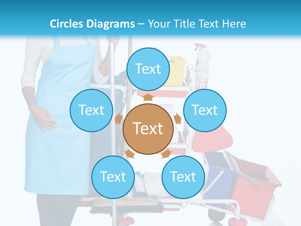 A Woman With A Cleaning Cart And Cleaning Supplies PowerPoint Template