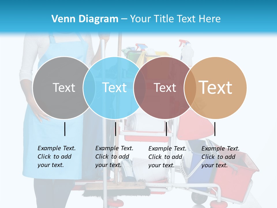 A Woman With A Cleaning Cart And Cleaning Supplies PowerPoint Template
