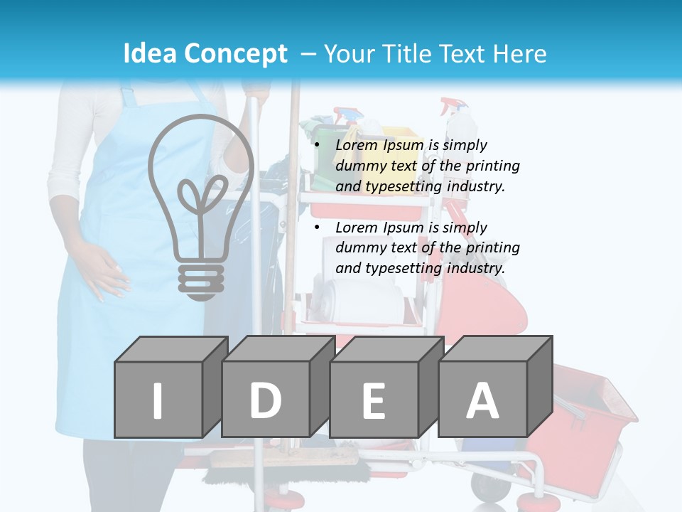 A Woman With A Cleaning Cart And Cleaning Supplies PowerPoint Template