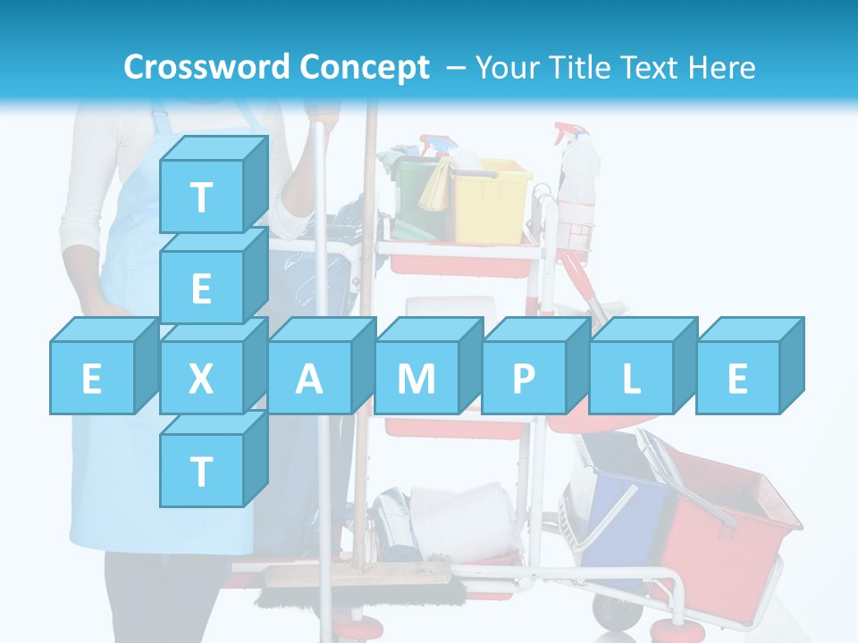 A Woman With A Cleaning Cart And Cleaning Supplies PowerPoint Template