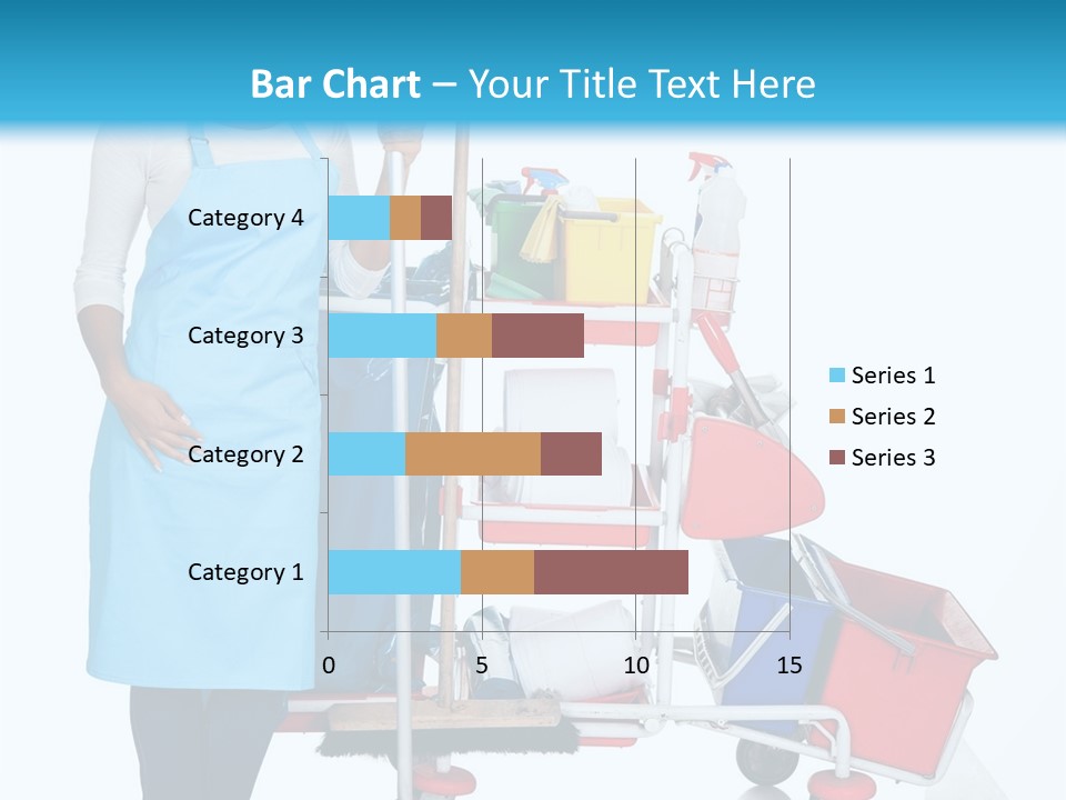 A Woman With A Cleaning Cart And Cleaning Supplies PowerPoint Template