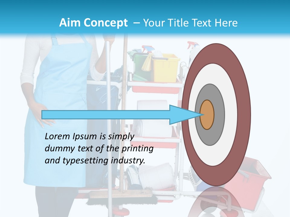 A Woman With A Cleaning Cart And Cleaning Supplies PowerPoint Template