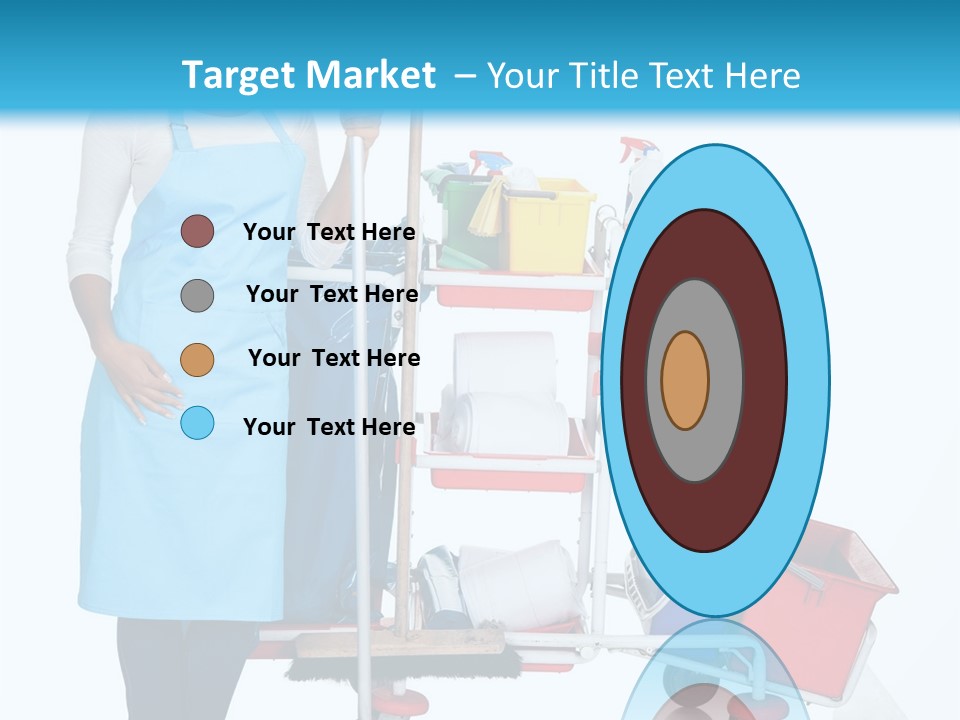 A Woman With A Cleaning Cart And Cleaning Supplies PowerPoint Template