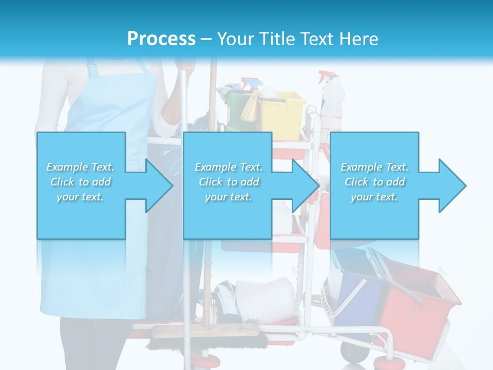 A Woman With A Cleaning Cart And Cleaning Supplies PowerPoint Template