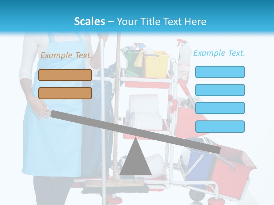 A Woman With A Cleaning Cart And Cleaning Supplies PowerPoint Template