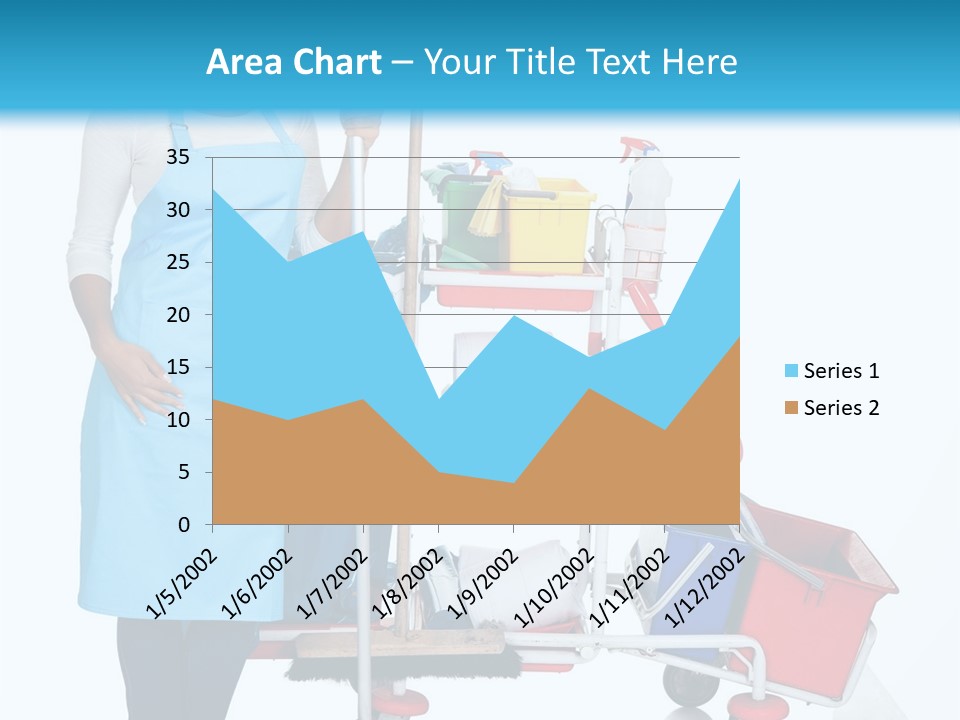 A Woman With A Cleaning Cart And Cleaning Supplies PowerPoint Template