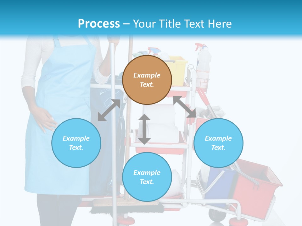 A Woman With A Cleaning Cart And Cleaning Supplies PowerPoint Template