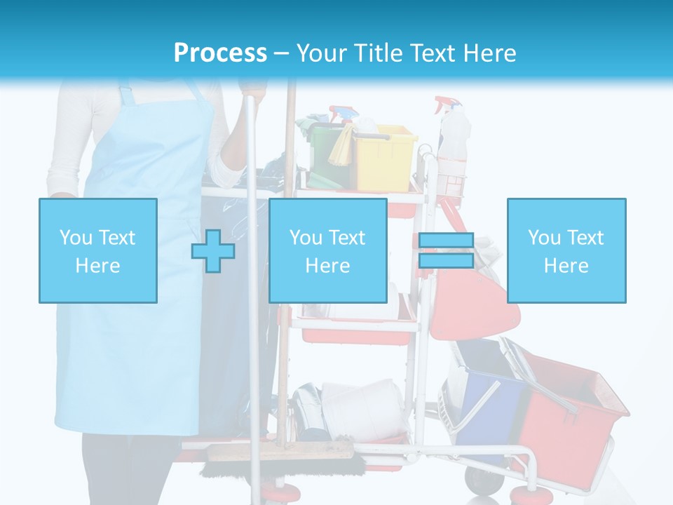 A Woman With A Cleaning Cart And Cleaning Supplies PowerPoint Template