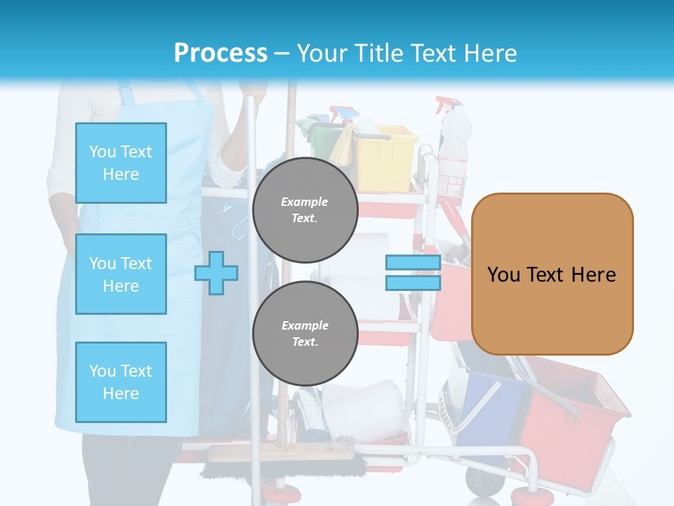 A Woman With A Cleaning Cart And Cleaning Supplies PowerPoint Template