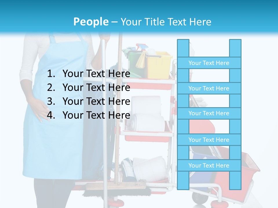 A Woman With A Cleaning Cart And Cleaning Supplies PowerPoint Template